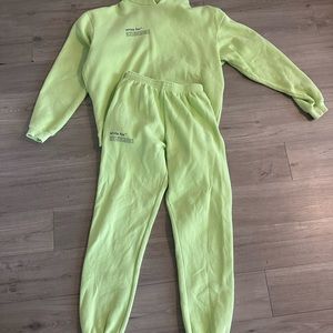 Neon green white fox boutique set